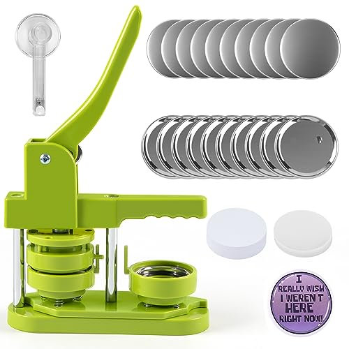 HTVRONT 58 mm Button Maker Maschine, Push-Pull DIY Presse Abzeichen mit 110 Knöpfen/Bild & Kreisschneider für Menschen, Kinder DIY Geschenke Pin Maker