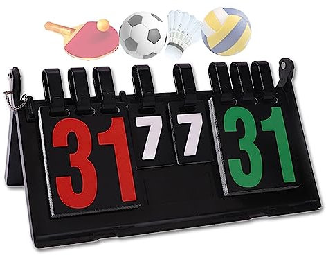 WishesMar 4-Stellig Tragbare Flip Anzeigetafel 4 Ziffern Kerbe Zähltafel Wettkämpfe Sportanzeigetafel Punktetafel Punktezähler für Badminton Volleyball Tischtennis Fußball Boxen #D