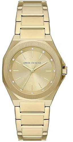 Armani Exchange Uhr für Frauen, Dreizeigeruhrwerk, Edelstahluhr mit 34mm Gehäusegröße