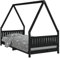 vidaXL Kinderbett, Kinder Bettgestell mit robusten Latten, Hausbett für Kleinkinder ab 4 Jahren, Einzelbett Kinder Jugendbett Holzbett, Schwarz 90x200 cm Massivholz Kiefer
