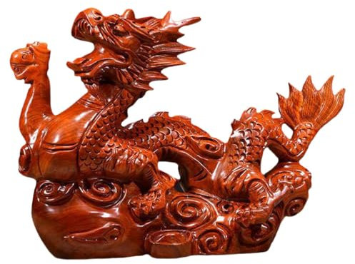 SEWACC Chinesische Drachenstatue Aus Holz 1 Stück Kleine Mini-Drachenfiguren Feng-Shui-Figuren 2024 Jahr des Drachen Sternzeichen Drachenfiguren Skulptur Für Glück Und Erfolg