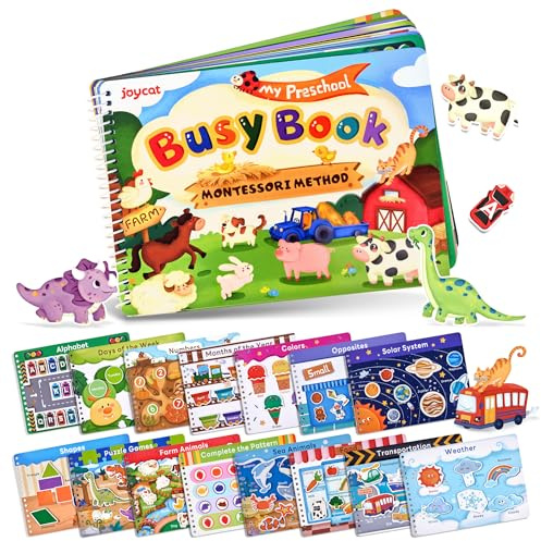 JoyCat Busy Book for Toddlers 3-5, Preschool Learning Activities 15 Themes | Educational Sensory Toys, Montessori Busy Travel Toys for Road Trip Car Plane, Back to School, Birthday Gifts for Boys Girls
