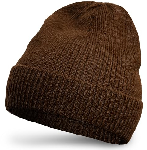 Apikuna® Alpaka Wollmütze aus 100% feinster Baby Alpaka Wolle (Dunkelbraun) – Gestrickte Mütze für Damen & Herren – Warm, weich und atmungsaktiv für Herbst & Winter