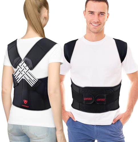 comforce Posture Corrector, Upper Back Straightener With 4 Support Rods | Breathable Odourless Mesh, No Armpit Pain, Hunchback & Shoulder Support, Relieves Neck Strain, Fits Men & Women 28-33in