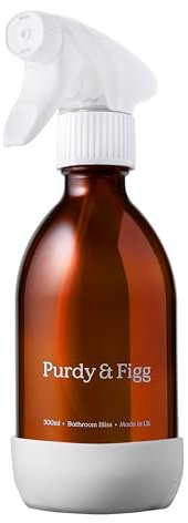 Purdy & Figg | Bathroom Bliss Bottle for Life | 300ml Refillable Spray Bottle | Adjustable Trigger | Sustainable & Reusable | Glass Bottle for Cleaning Solutions | Easy Mix & Use for All Surfaces