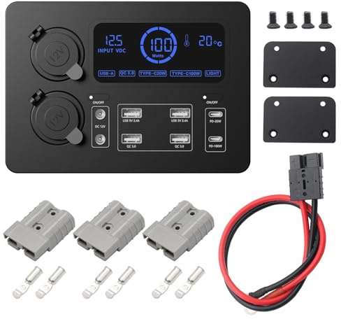 FJMQHU 12V Power Distribution Box for Charging 6 USB Devices with Multiple Sockets, with Accessories
