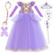 Snyemio Deguisement Robe Raiponce Fille Costume de Princesse Violet pour Halloween Carnaval Anniversaire, 4-5 Ans
