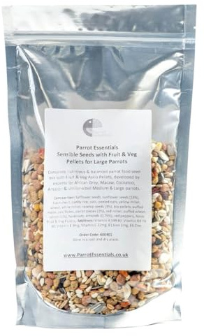 Sensible Seeds Parrot Food with Fruit & Veg Pellets for Large Parrots by Parrot Essentials - 2Kg