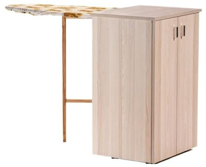 Mobile da stiro con ante e ruote colore rovere sbiancato 55x82H cm - Nadia