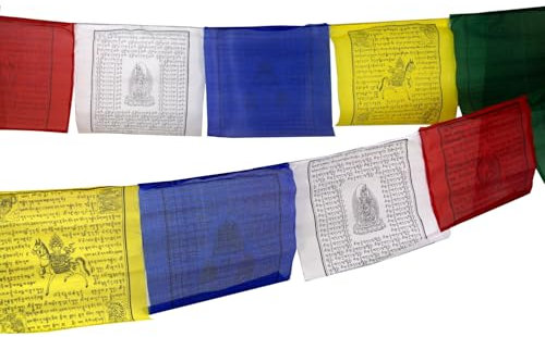 GURU SHOP Tibetische Gebetsfahne in Verschiedenen Längen 10 Wimpel - 2,40 m/Viskose, Synthetisch, Size:1 Stück