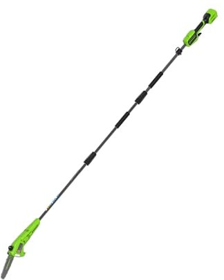 Greenworks Élagueuse sur perche sans fil 24 V 20 cm, longue portée de 2,68 m pour l'élagage des arbres, tronçonneuse électrique avec lubrification automatique, vitesse de chaîne de 6,7 m/s, outil seul