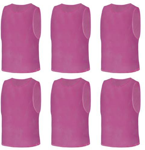 AUYAO Fotbollsträning body fubball barn 6 set träningskläder män fotboll träningsväst sport markeringsskjorta damer västar för fotboll volleyboll basket lagträning M-XL, Rosenröd-l, L