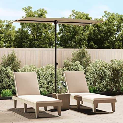 YuuSsea Garden Parasol Taupe Polyester, Aluminum 70.9 x 43.3 inch Rotatable Patio Canopy, UV Protection for Deck, Terrace