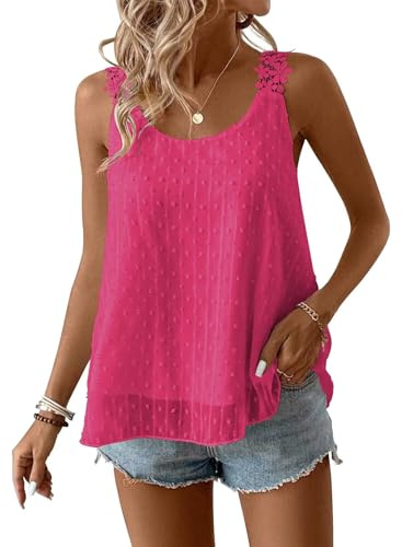 TUUHAW Camiseta Oversize Mujer Camisetas Tirantes sin Mangas Fucsia XXL