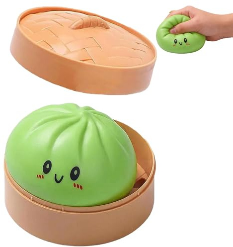 Squishy Gigante Misterioso de Empanadilla, Juguete Squishy Jumbo de Empanadilla con Caja Vaporera, Juguete Anti-estrés Suave de Masa para Apretar (Verde)