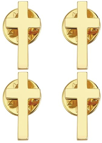 PH PandaHall 4 broches de cruz de 2 x 1 cm, pines de solapa de crucifijo, alfileres minimalistas de metal decorativo para corbata, pequeños broches de oración para Pascua, boda, iglesia, ropa, camisa