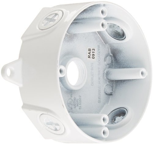 RAB Lighting VXCW Weatherproof Round Box, Aluminum, 1/2 Hole Size, 4 Diameter, White, NO Cover