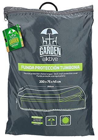AKTIVE Copertura protettiva per lettino prendisole da giardino 200x75x45 cm, Impermeabile, Rettangolare, Poliestere 100 g/m², Protezione da pioggia e polvere, Chiusura regolabile