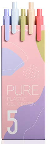 KACO Soft Touch einziehbare Gelschreiber Schriftzug-Stiftsatz 0,5 mm feine Spitze (Helle Farben 5er Pack farbige Tinte)