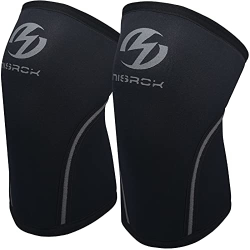 Nisrok Ginocchiere (1 paio), ginocchiere a compressione in neoprene da 7 mm,supporto per cross training, sollevamento pesi, powerlifting, squat, basket e molto altro ancora (nero, XL)
