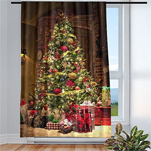 Violetpos Vorhänge Gardinen für Wohnzimmer Schlafzimmer 1 Stück Schön Geschmückter Weihnachtsbaum 135x225cm W/H