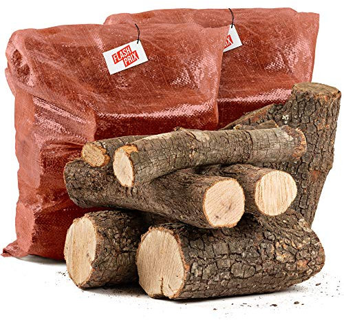 FlashPrix Leña Encina Seca Ecológica Cortada en Troncos Medianos para Barbacoa, Chimenea, Caldera y Estufa, 24Kg