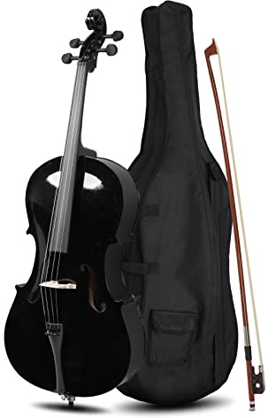 Ktaxon Full-Size Cello, Beginner Cello 4/4, Acoustic Cello Set with Portable Bag, Bow, Rosin, Bridge, Adults & Kids String Musical Instruments(Black)