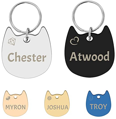 CAMAL Chapa Perro Grabada Acero Inoxidable, Placas Identificativas Perros Personalizables, Placa Perro Grabada para Collar Perros Gato, Redondo, Hueso, Corazón, Varias Formas y Tamaños Disponibles