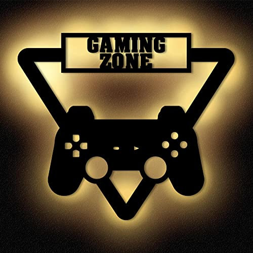 Namofactur Gamezone Gaming Zone LED Luz de pared luminosa para sala de juegos, decoración de habitaciones, funciona con pilas