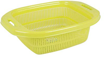Colander Plastic Food Sieve Strainer Basket with Handle Square Deep Basket for Food Vegetable Fruits Pasta Spaghetti Salad Kitchen Washing Draining Sink Colander (Green)
