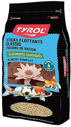 Tyrol | Sticks Flottants Classic | Nourriture pour Poissons de Bassin | Aliment Complet | Riche en Nutriments Essentiels, Vitamines et Oligo-Eléments | 180 g | 2000 ml