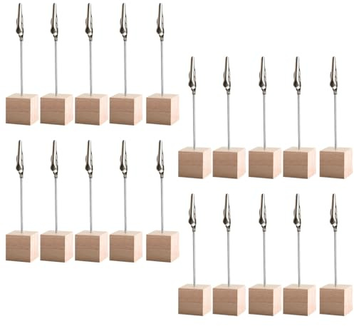 Soporte Fotos,20 Piezas Memo Clip,Porta Notas,Clip de Asiento,Base de Pino Solido y Pinzas de Cocodrilo para Fotos,Navidad,Tarjetas,Papel