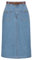 Damen Jeansrock Denim Rock Midi Bleistiftrock mit Gürtel Skirt Party Hellblau XXL