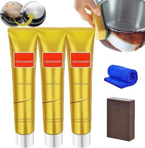 Metal Polish Cream,Metal Polishing Paste,Multifunction Rust Remover,Ultimate Metal Polish Cream,All Metal Polish Cream for Stainless Steel,Iron,Copper,Gold (3 Pcs)