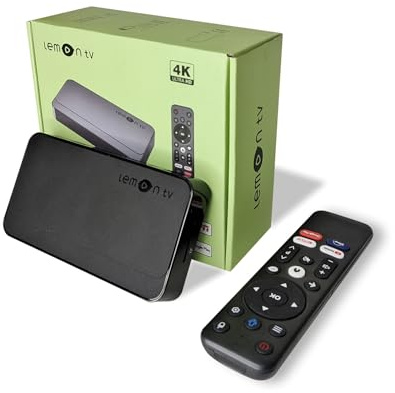 BOXPUT Lemon TV L1 Smart Streaming TV Box with 4K 60fps BT5.4 Dual-Band WiFi6 Supports Leanback Version Apps for TV Includes Voice Remote