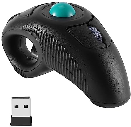 SUIOPPYUW Working Gaming 2.4G trådlös mus Hemma Laptop Låg Latency 1000 DPI Handhållen Trackball Mus USB-mottagare Stationär PC