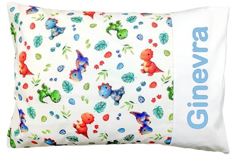 Funda personalizada con nombre para cojín de cuna de niño, 40 x 60 cm, idea regalo (dragones)