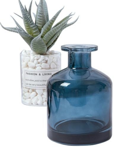 150ML 5OZ Glass Reed Diffuser Bottles Refillable Diffuser Jars Essential Oil Container Fragrance Accessories Use for DIY Replacement Reed Diffuser Sets(Blue)