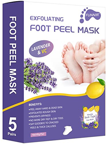FUNNIR Foot Peeling Mask (5 Pack) Exfoliant for Peeling Off Calluses, Natural Exfoliator for Dry Dead Skin, Callus, Repair Rough Heels Soft Smooth Touch