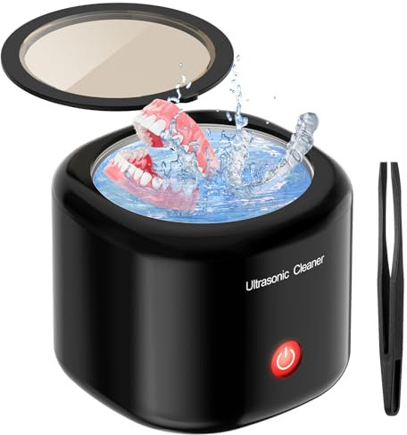 Wrischan 45000Hz Ultraschallreinigungsgerät, 30W Ultraschallreiniger, 180ML Ultrasonic Cleaner, Zahnschiene Reinigung für Zahnersatz | Retainer | Aligner |Prothesen |Zahnschiene |Schmuck (Kein UV)