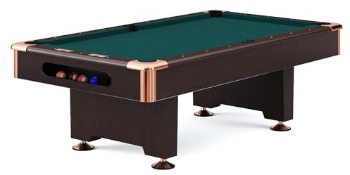 Automaten Hoffmann Billardtisch Club Pro III Nussbaum Dekor | Robuste Bauweise mit K-55 Bandenprofil | Ohne Münzung | Nivellierfüße, einfache Tuchbespannung, Indoor