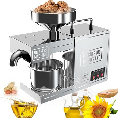 RETRIN Frantoio a Olio Elettrico 820w Pressa per Olio Spremitura a Freddo/Caldo Automatica in Acciaio Inox,Alto Rendimento Petrolio con Controllo Temperatura,Asta Prolungata,Basso Rumore,3-6 kg/H