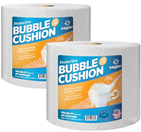 Bubble cushion Wrap for Packing & Moving - 12 Width X 175 FT - Bubble cushion Wrap for Moving, Extra Protection Packaging Boxes & Mailers, Perforated Every 12 IN, Clear Cushioning Wrap (2 pack)