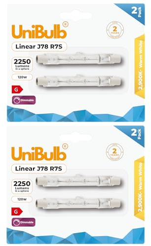 Unibulb Halogen Floodlight Light Bulb R7S J78 78mm Linear 2250 lumens 120W 2900K (Warm White) Dimmable (4)