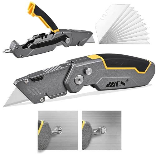 HAMOCOD Taglierino Professionale, Cutter Professionale con 2+10 Lame SK5, Cacciavite a Croce e Piatto, Ideale per Tagliare Moquette, Tessuti, Pelle, PVC, Cartone, Carta