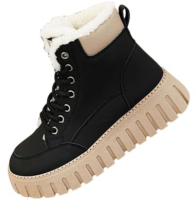 Bottines pour femmes en cuir à plateforme avec lacets, bottes imperméables confortables, antidérapantes, orthopédiques, faciles à enfiler, bottes courtes larges, bottes de motard, bottes de pluie