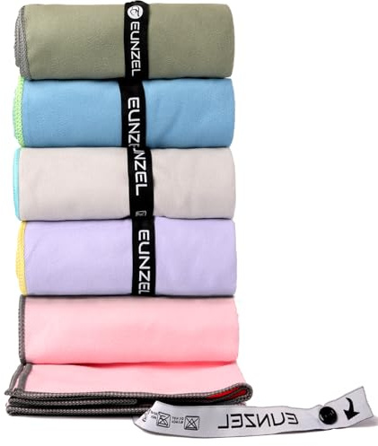 Eunzel Microfiber Workout Towel,Quick Dry Silver Ion Absorbent Sweat Gym Towel for Workout, Camping, Travel, Exercise& Fitness 31.5x15.7, Set of 5 Colorful