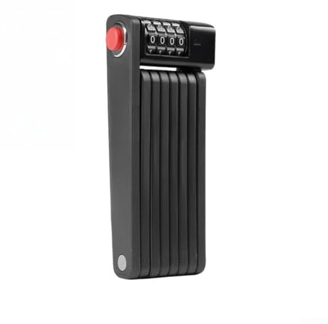Candado plegable portátil para bicicleta, cerradura de seguridad de combinación de aleación para bicicletas de montaña y scooters eléctricos, diseño compacto pequeño negro