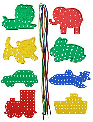 Fine Motor Skills Toys 8 Animal Transport Threading Toys Lacing Cards 3+