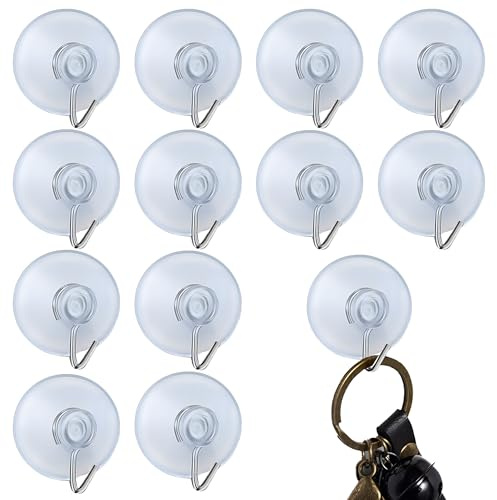 SystemsEleven 12 x Grand écran fenêtre transparente Cintre Crochet en métal Aspiration Suceur de 32 mm Tasses Coussinets